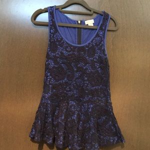 Dark blue layered laced dressy top for sale.